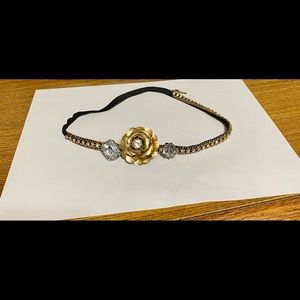 Betsey Johnson gold rose and crystal headband